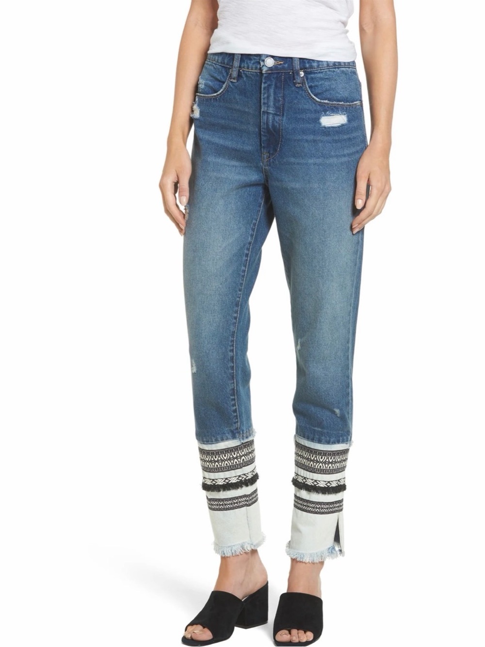BLANKNYC Miss Molly Straight Leg Boho Woven Cuff Jeans Size 25